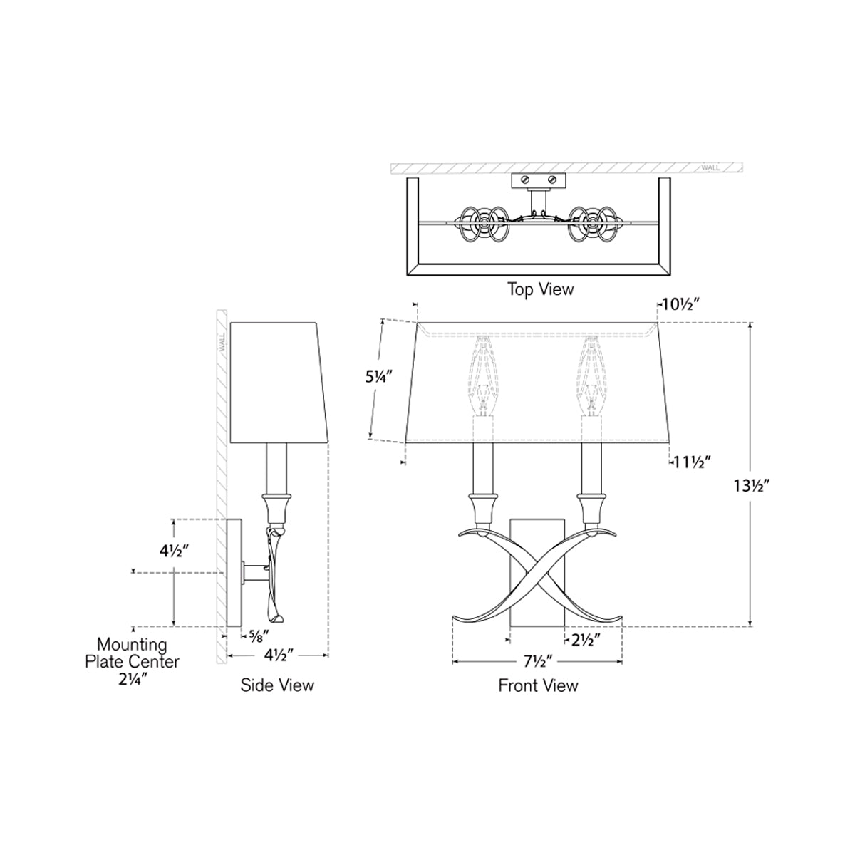 Cross Bouillotte Wall Light - line drawing.