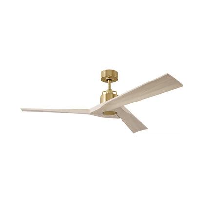 Alma Smart Indoor / Outdoor Ceiling Fan in Burnished Brass/Washed White Oak.