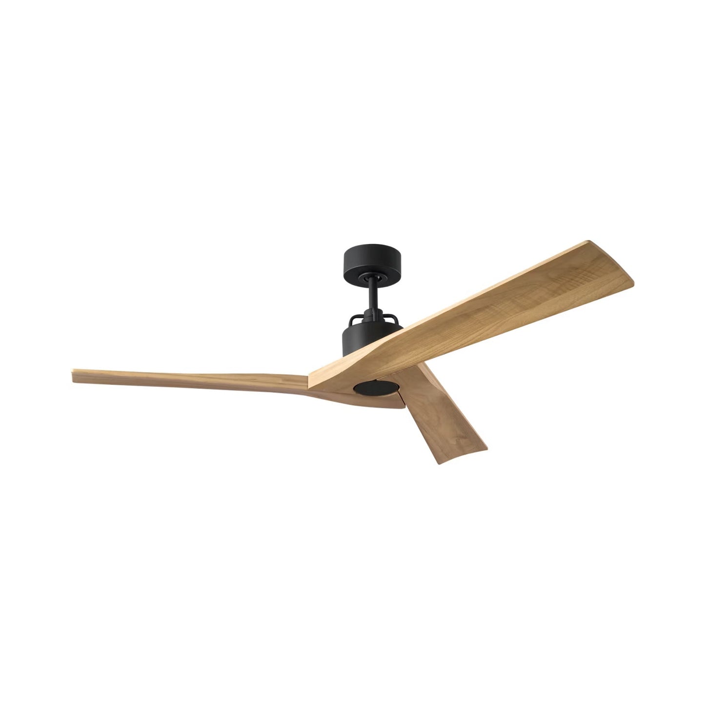 Alma Smart Indoor / Outdoor Ceiling Fan in Midnight Black/Natural Honey.