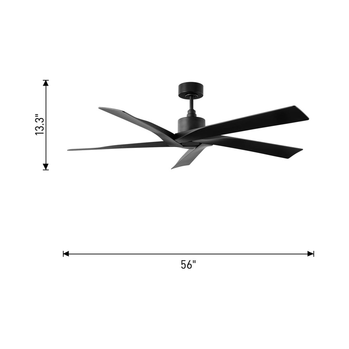 Aspen Coastal Outdoor Ceiling Fan - line drawing.