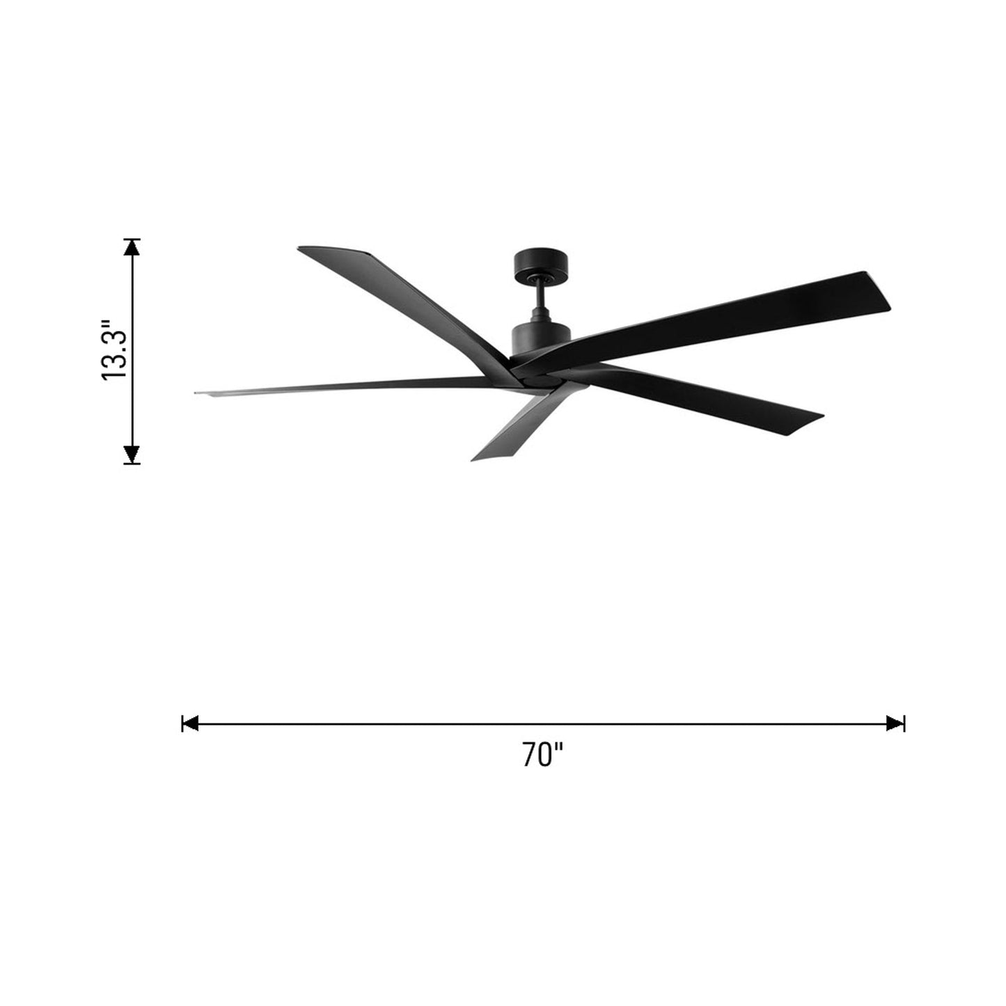 Aspen Coastal Outdoor Ceiling Fan - line drawing.