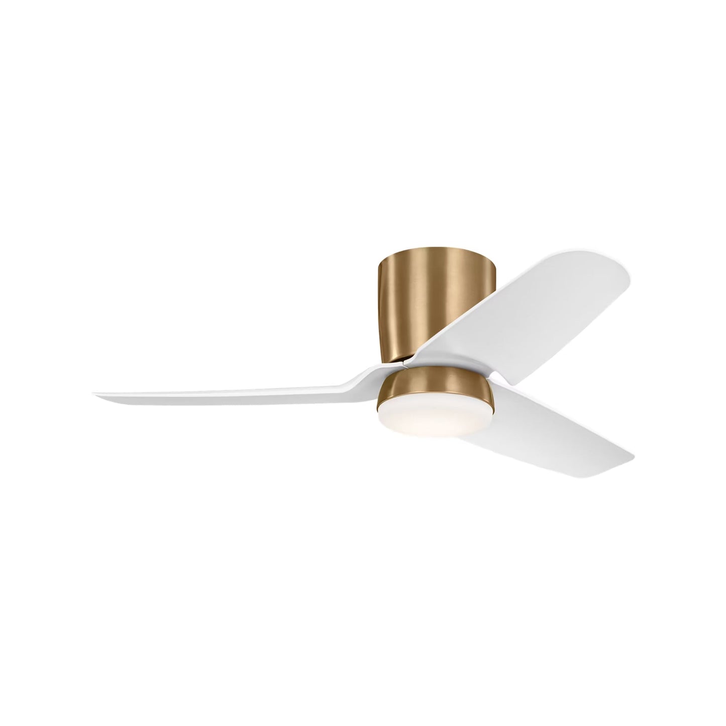 Colgin Hugger Outdoor LED Ceiling Fan in Satin Brass/Matte White (44-Inch).