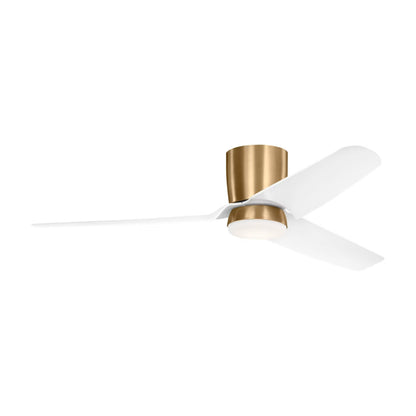Colgin Hugger Outdoor LED Ceiling Fan in Satin Brass/Matte White (56-Inch).
