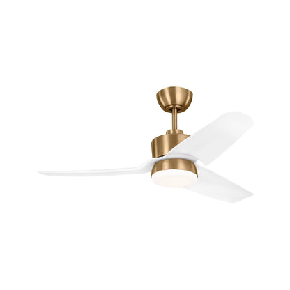 Colgin Outdoor LED Ceiling Fan in Satin Brass/Matte White (44-Inch).