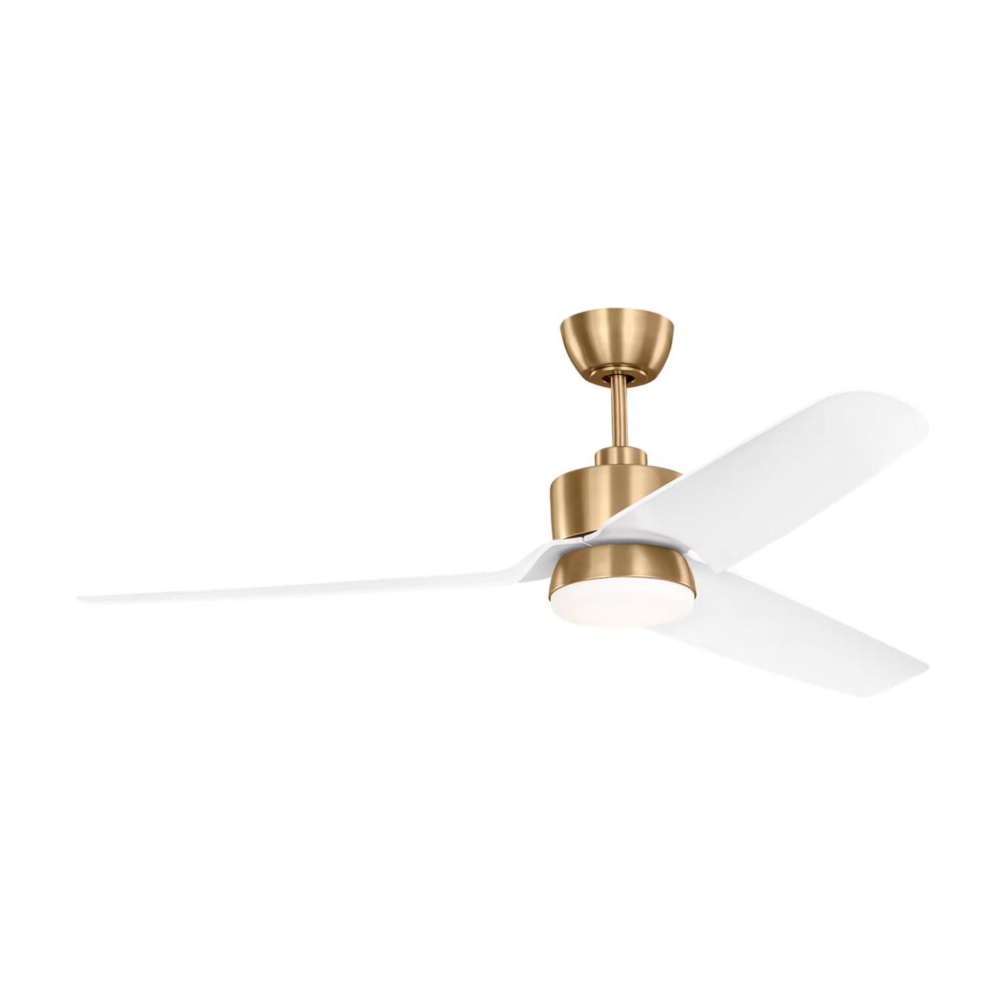 Colgin Outdoor LED Ceiling Fan in Satin Brass/Matte White (56-Inch).