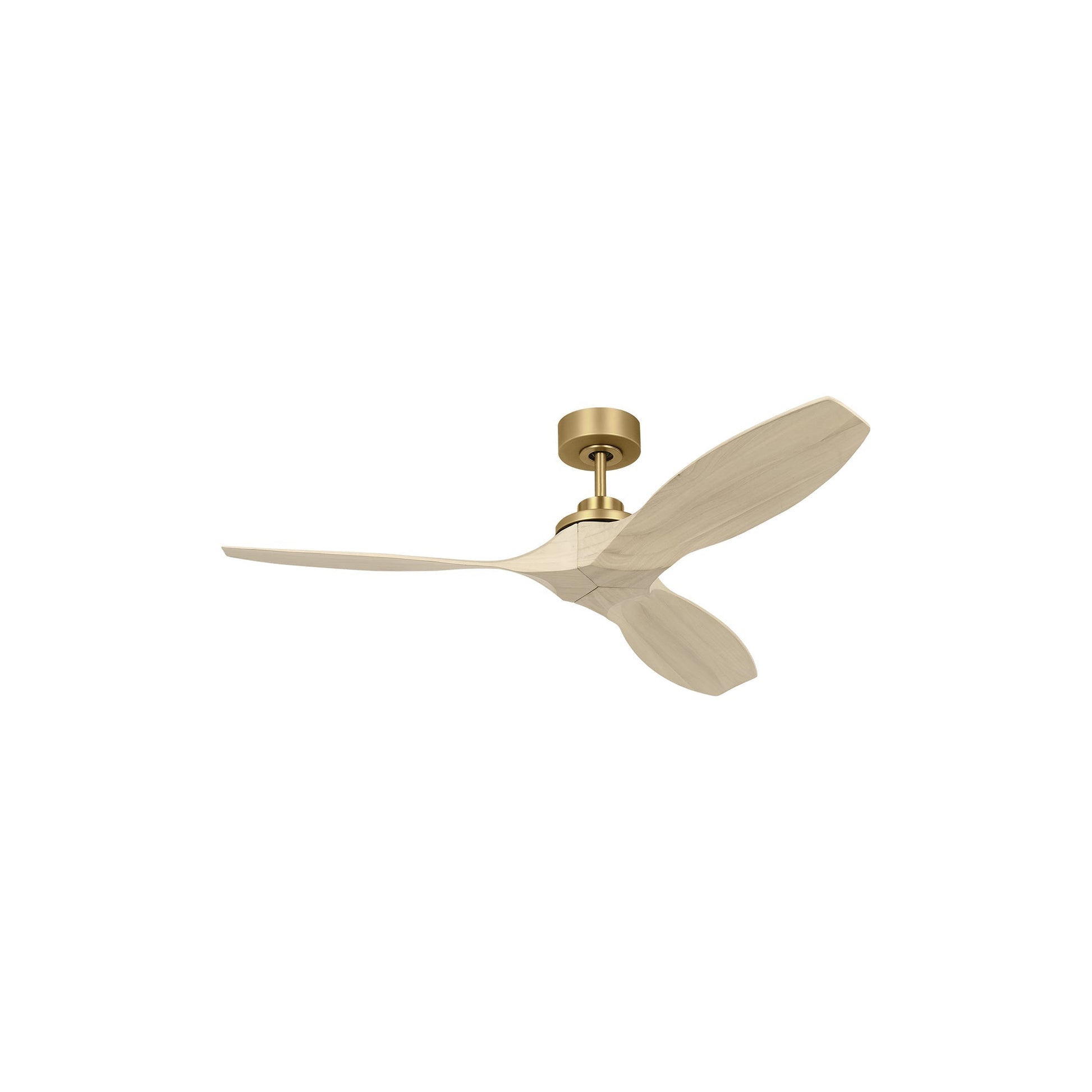 Collins Outdoor Ceiling Fan in Brushed Brass / Washed White Oak (52-Inch).