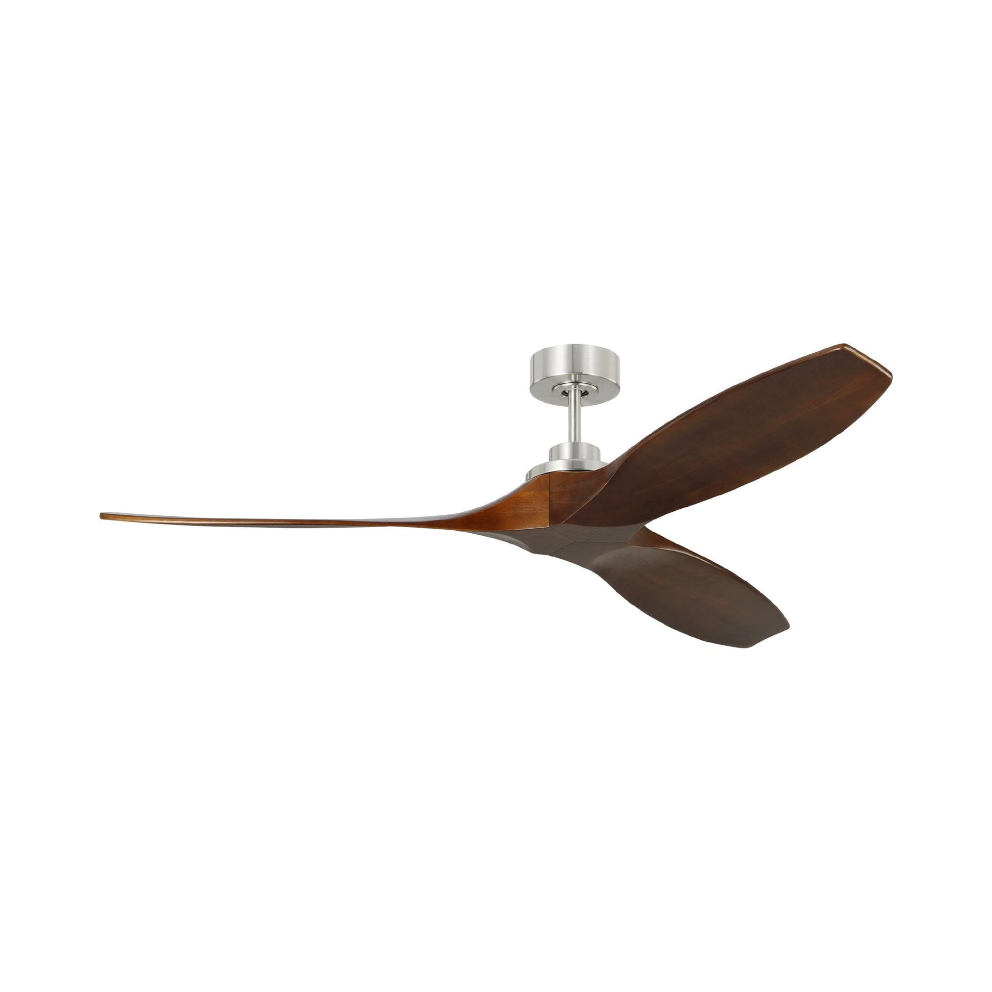 Collins Outdoor Ceiling Fan in Brushed Steel / Dark Walnut (60-Inch).