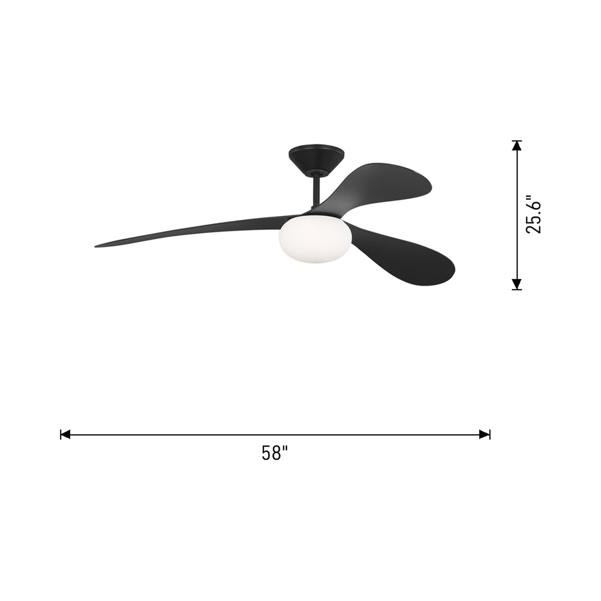 Drape Smart Outdoor LED Ceiling Fan - line drawing.