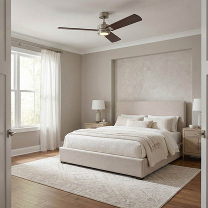 Harris Smart LED Ceiling Fan in bedroom.