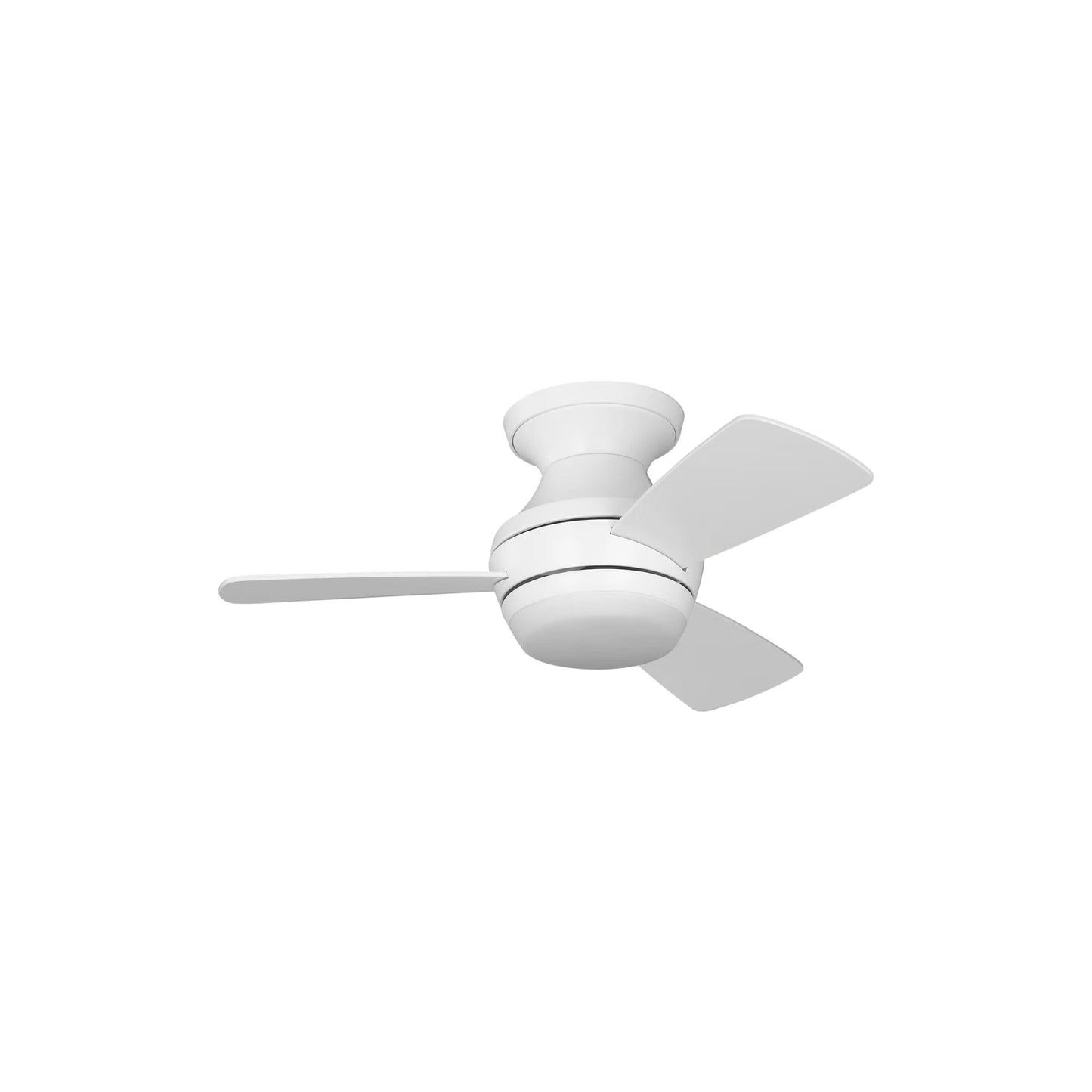 Ikon Hugger LED Ceiling Fan in Matte White (32-Inch).
