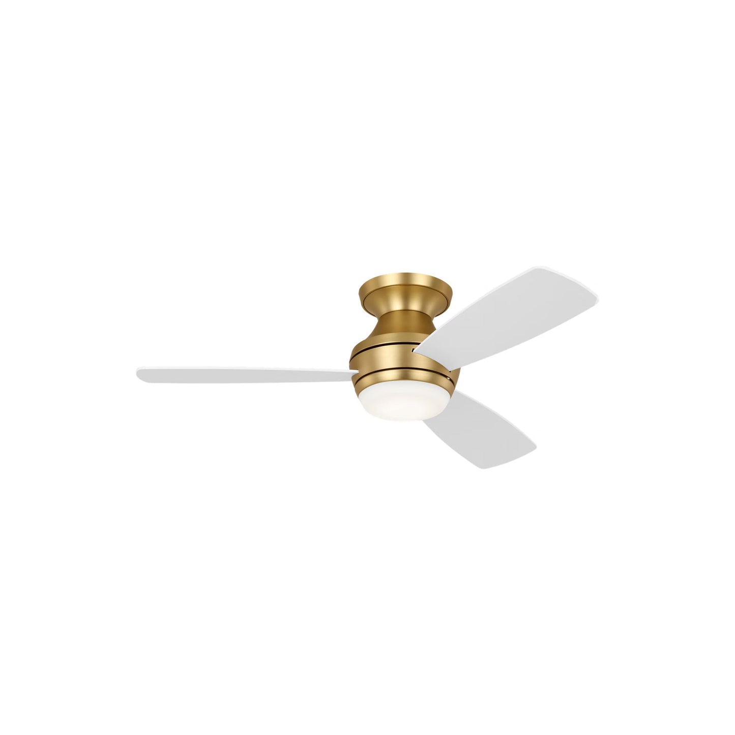 Ikon Hugger LED Ceiling Fan in Burnished Brass (44-Inch).
