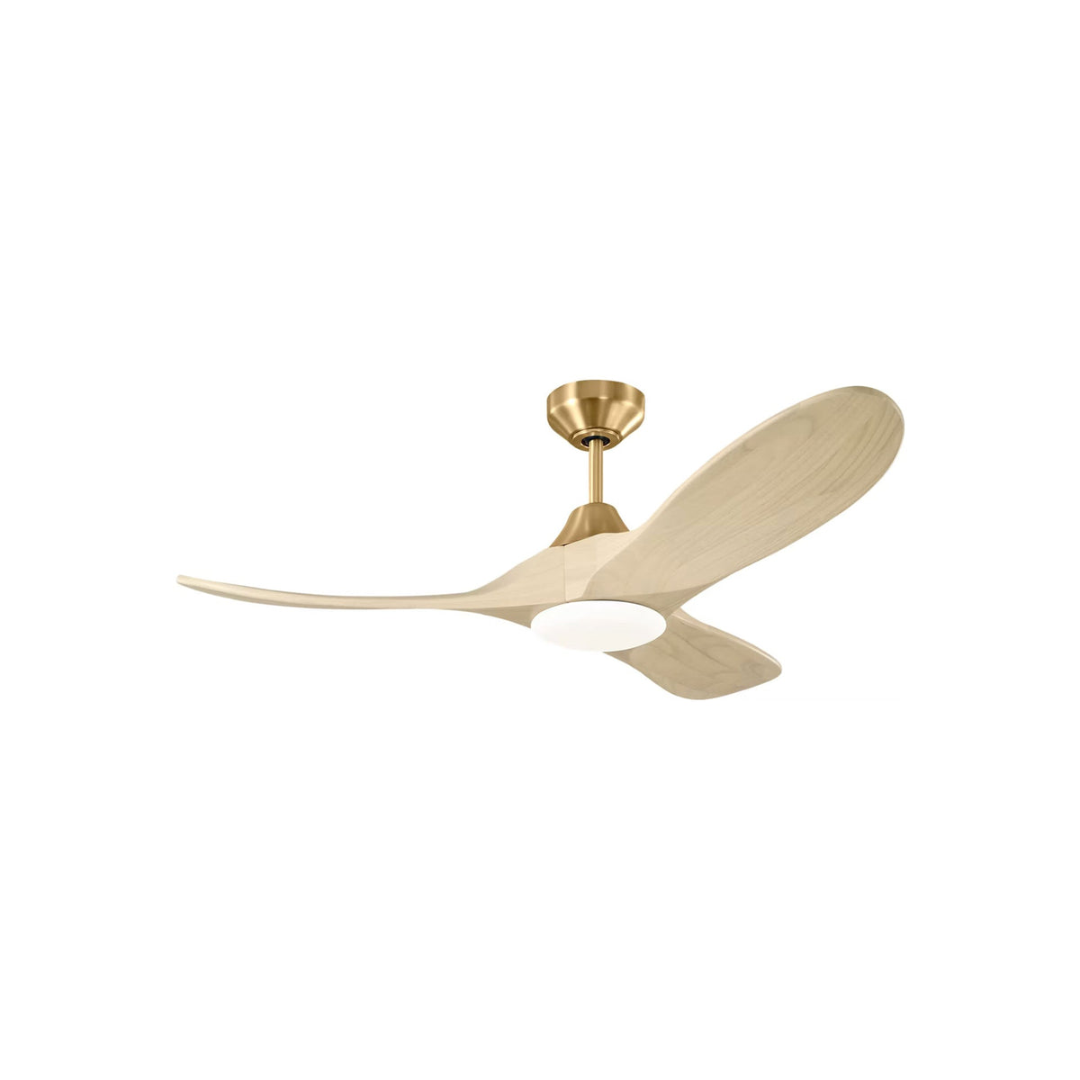 Maverick Outdoor Ceiling Fan in Burnished Brass/Washed White Oak (44-Inch/Light Kit Included).