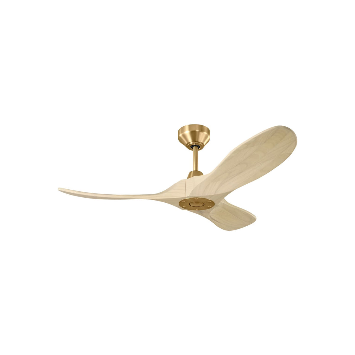 Maverick Outdoor Ceiling Fan in Burnished Brass/Washed White Oak (44-Inch/Light Kit Not Included).