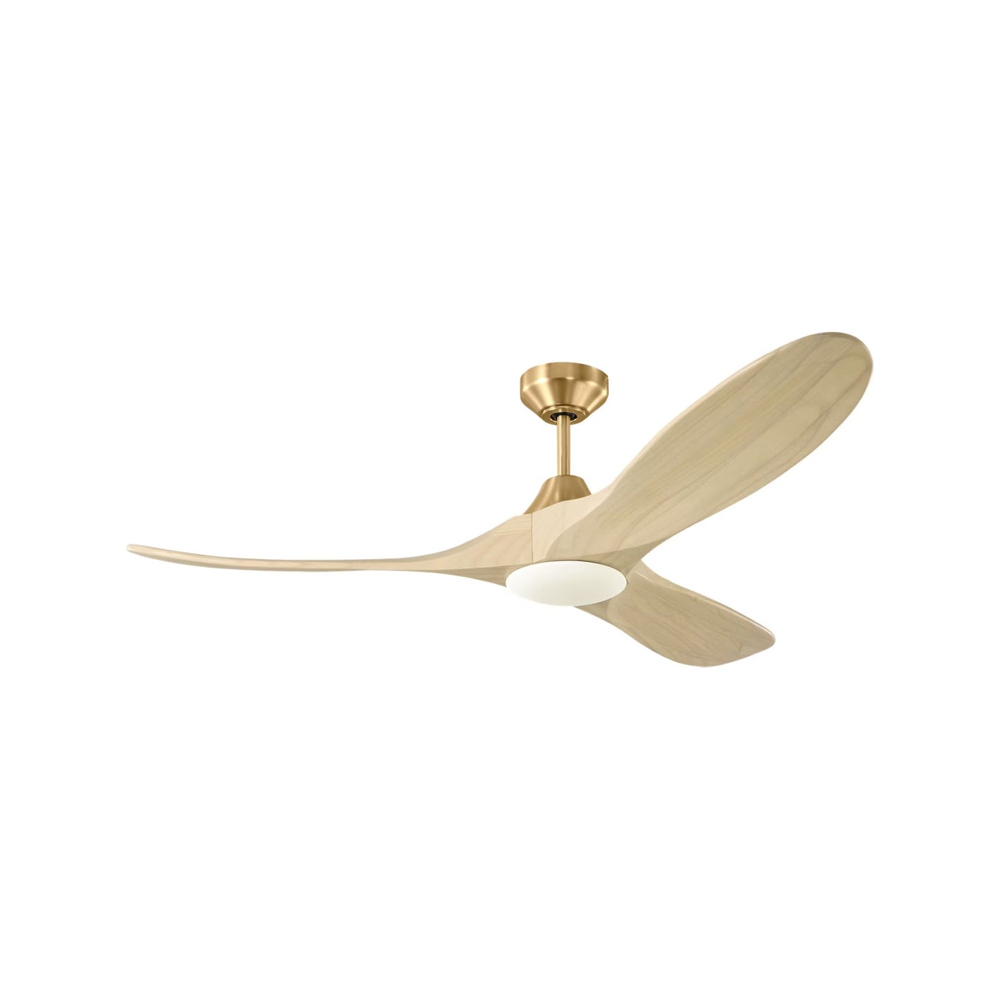 Maverick Outdoor Ceiling Fan in Burnished Brass/Washed White Oak (52-Inch/Light Kit Included).