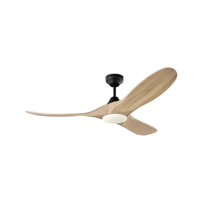 Maverick Outdoor Ceiling Fan in Midnight Black/Natural Honey (52-Inch/Light Kit Included).