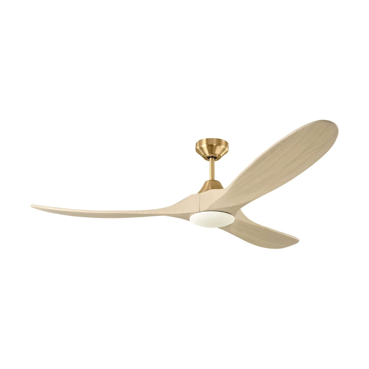 Maverick Outdoor Ceiling Fan in Burnished Brass/Washed White Oak (60-Inch/Light Kit Included).