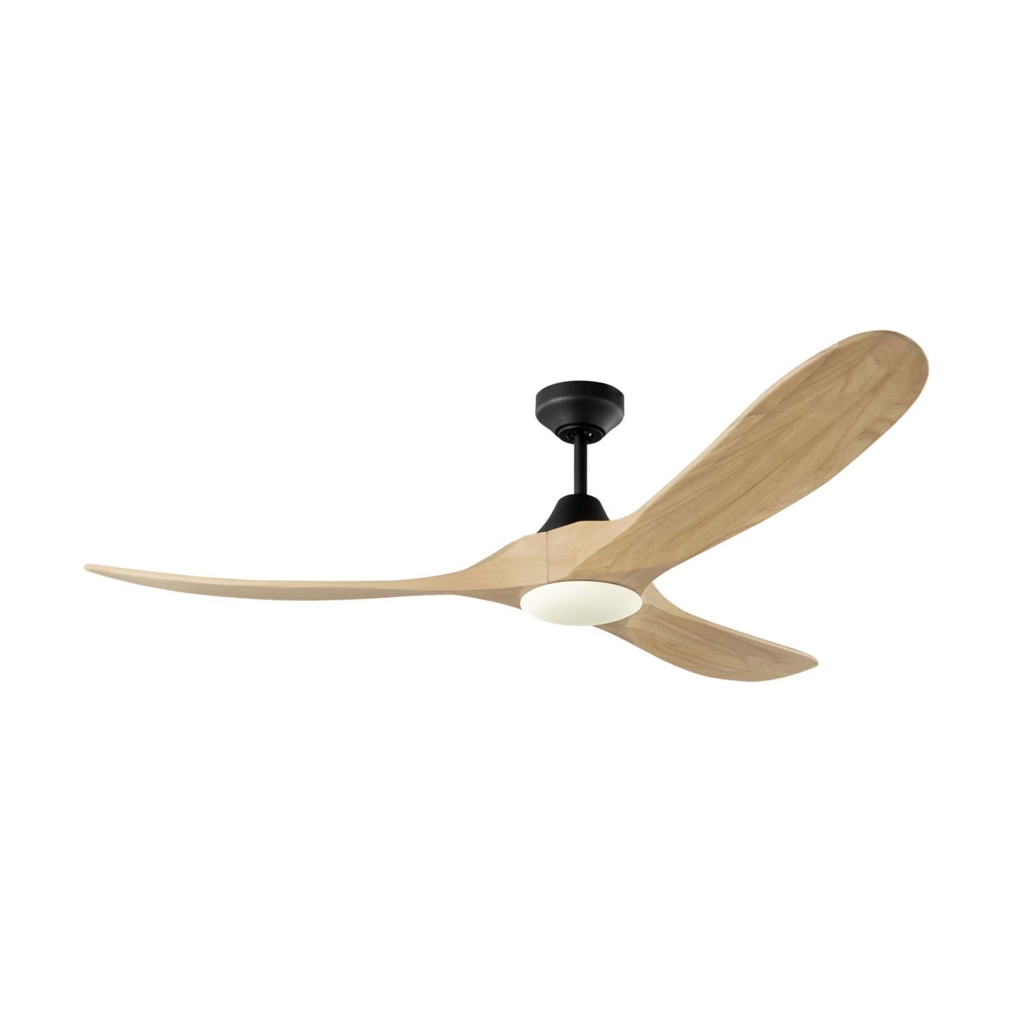 Maverick Outdoor Ceiling Fan in Midnight Black/Natural Honey (60-Inch/Light Kit Included).