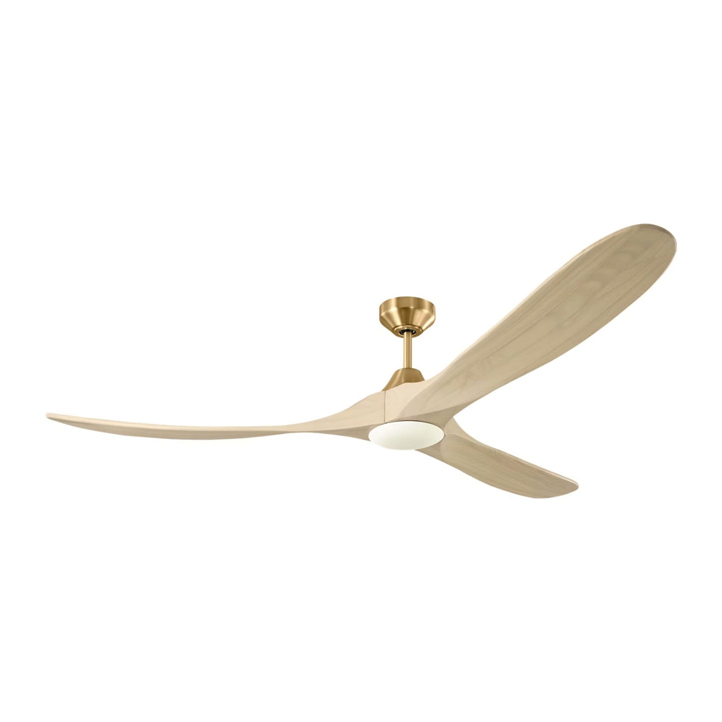 Maverick Outdoor Ceiling Fan in Burnished Brass/Washed White Oak (70-Inch/Light Kit Included).