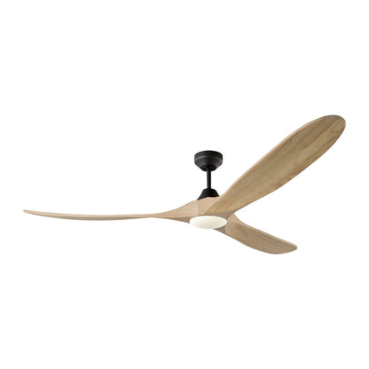 Maverick Outdoor Ceiling Fan in Midnight Black/Natural Honey (70-Inch/Light Kit Included).