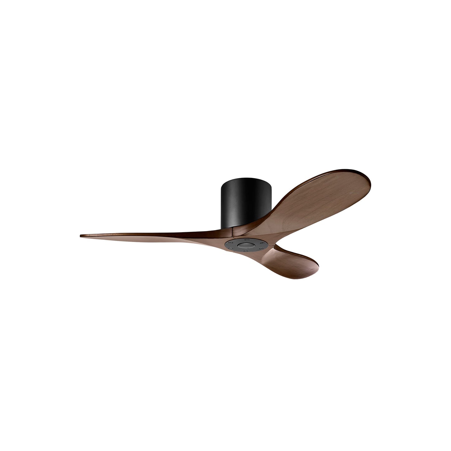Maverick Smart Hugger Ceiling Fan in Midnight Black/Dark Walnut (44-Inch/Light Kit not included).
