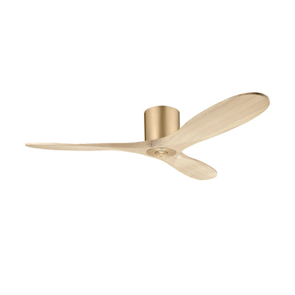 Maverick Smart Hugger Ceiling Fan in Burnished Brass/Washed White Oak (52-Inch/Light Kit not included).
