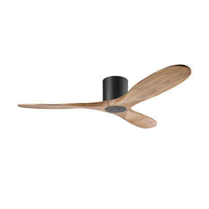 Maverick Smart Hugger Ceiling Fan in Matte Black/Natural Honey (52-Inch/Light Kit not included).