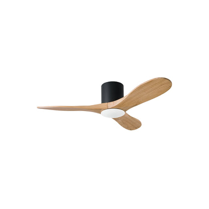 Maverick Smart Hugger Ceiling Fan in Midnight Black/Natural Honey (44-Inch/Light Kit included).