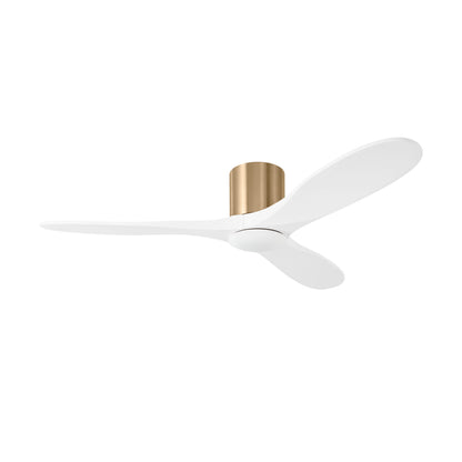 Maverick Smart Hugger Ceiling Fan in Burnished Brass/Matte White (52-Inch/Light Kit included).