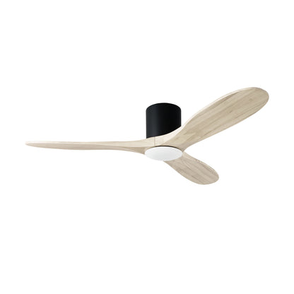 Maverick Smart Hugger Ceiling Fan in Matte Black/Natural Honey (52-Inch/Light Kit included).