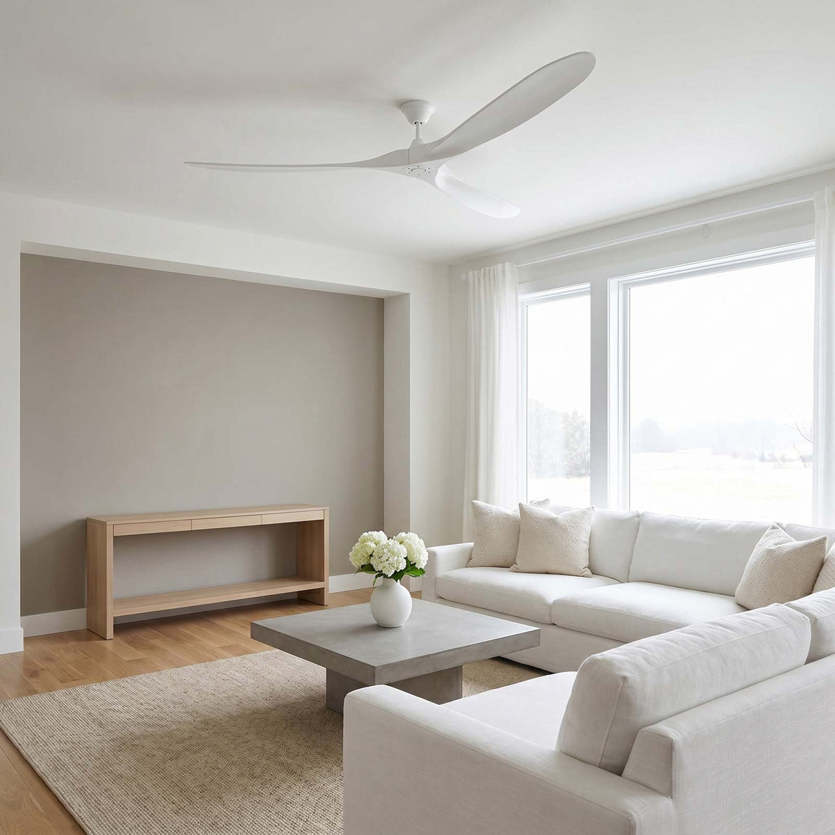 Maverick Super Max Ceiling Fan in living room.