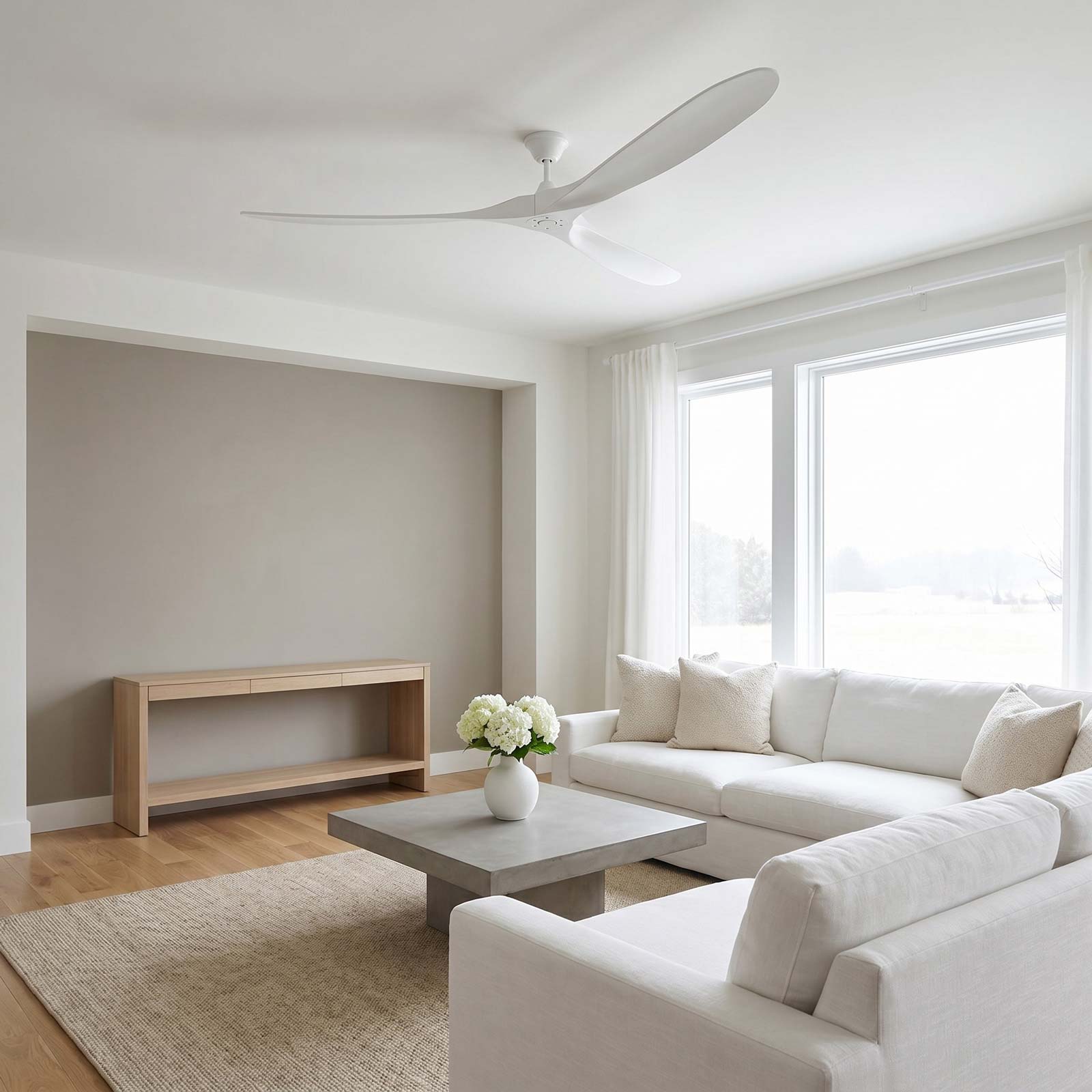 Maverick Super Max Ceiling Fan in living room.