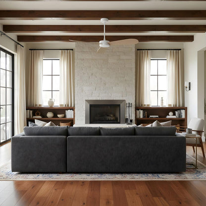 Paddle Smart Outdoor Ceiling Fan in living room.