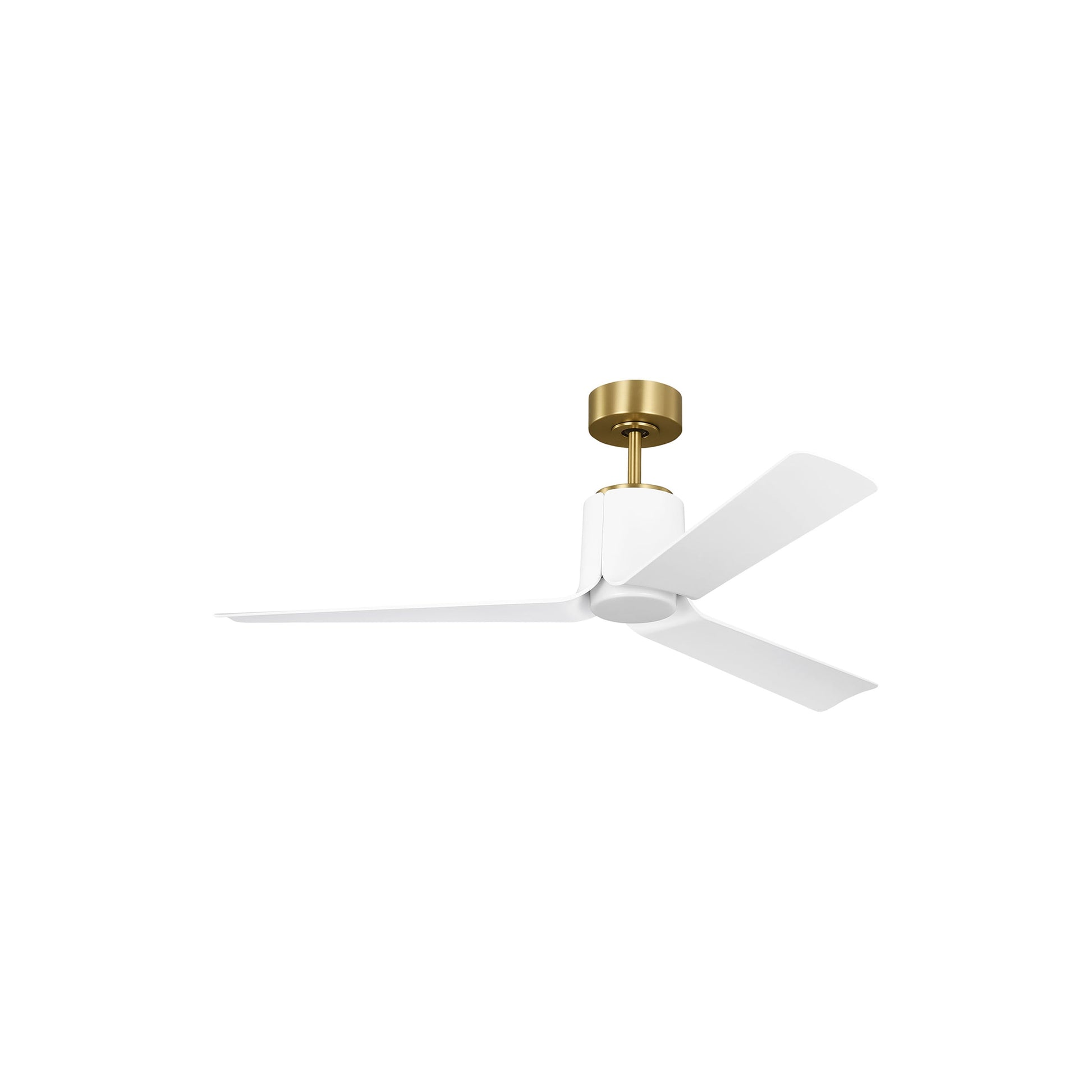 Peel Smart Outdoor LED Ceiling Fan in Burnished Brass/Matte White (52-Inch).