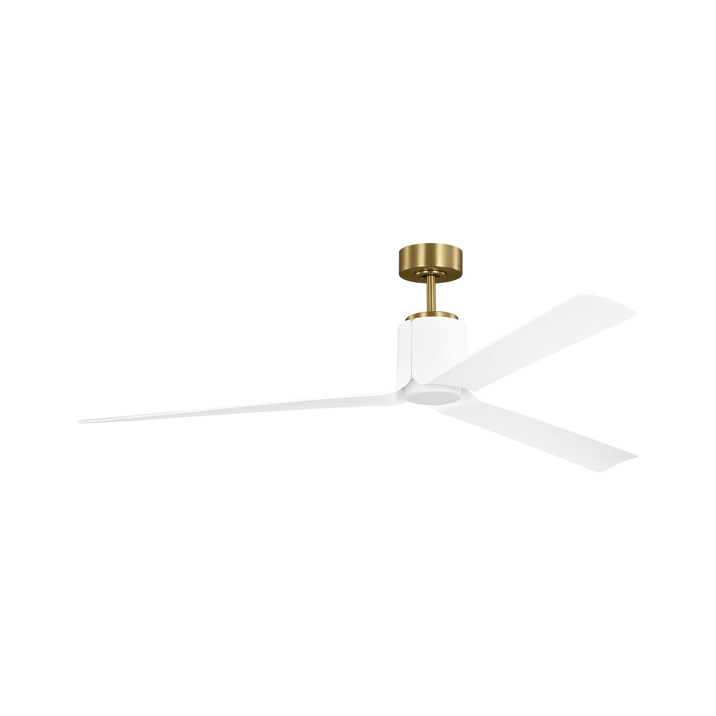 Peel Smart Outdoor LED Ceiling Fan in Burnished Brass/Matte White (66-Inch).