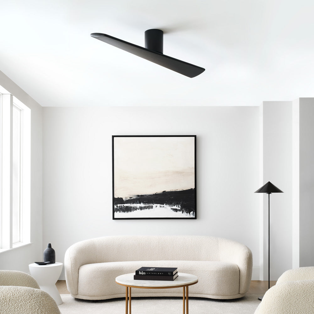 Plank Smart Hugger Ceiling Fan in living room.