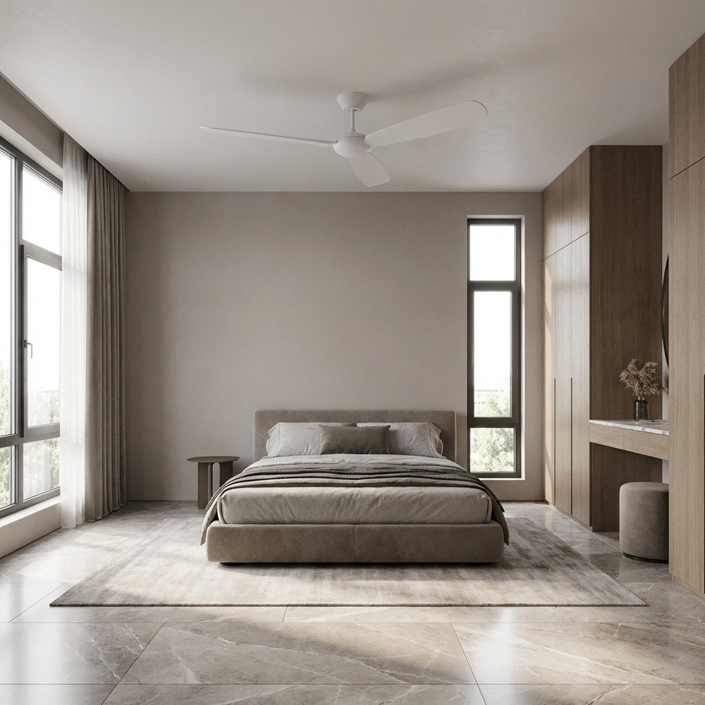 Pod Smart Ceiling Fan in bedroom.