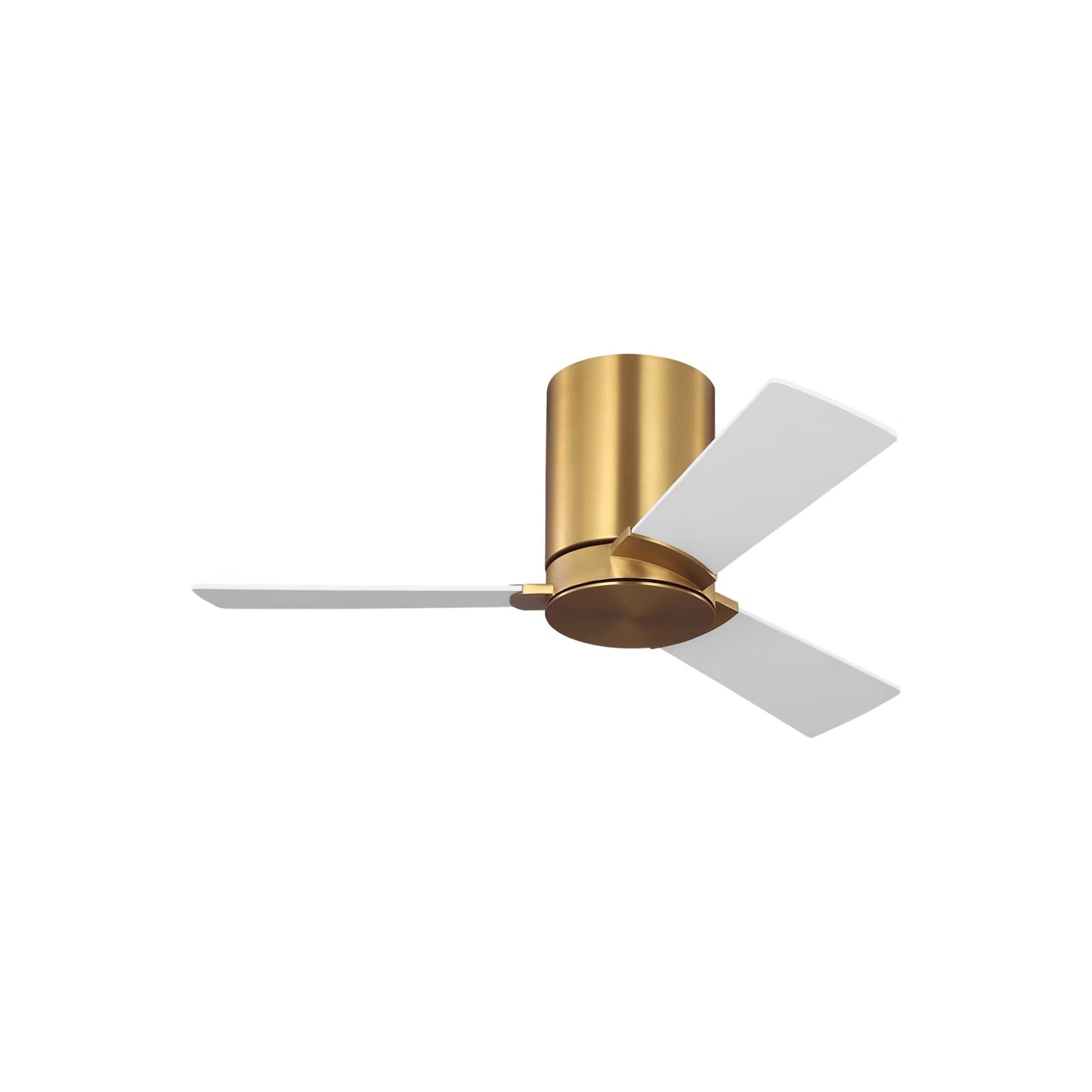 Rozzen Hugger Outdoor Ceiling Fan in Burnished Brass/Matte White (32-Inch).