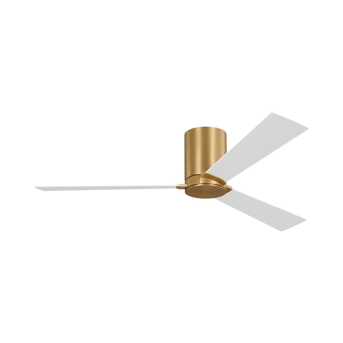 Rozzen Hugger Outdoor Ceiling Fan in Burnished Brass/Matte White (52-Inch).