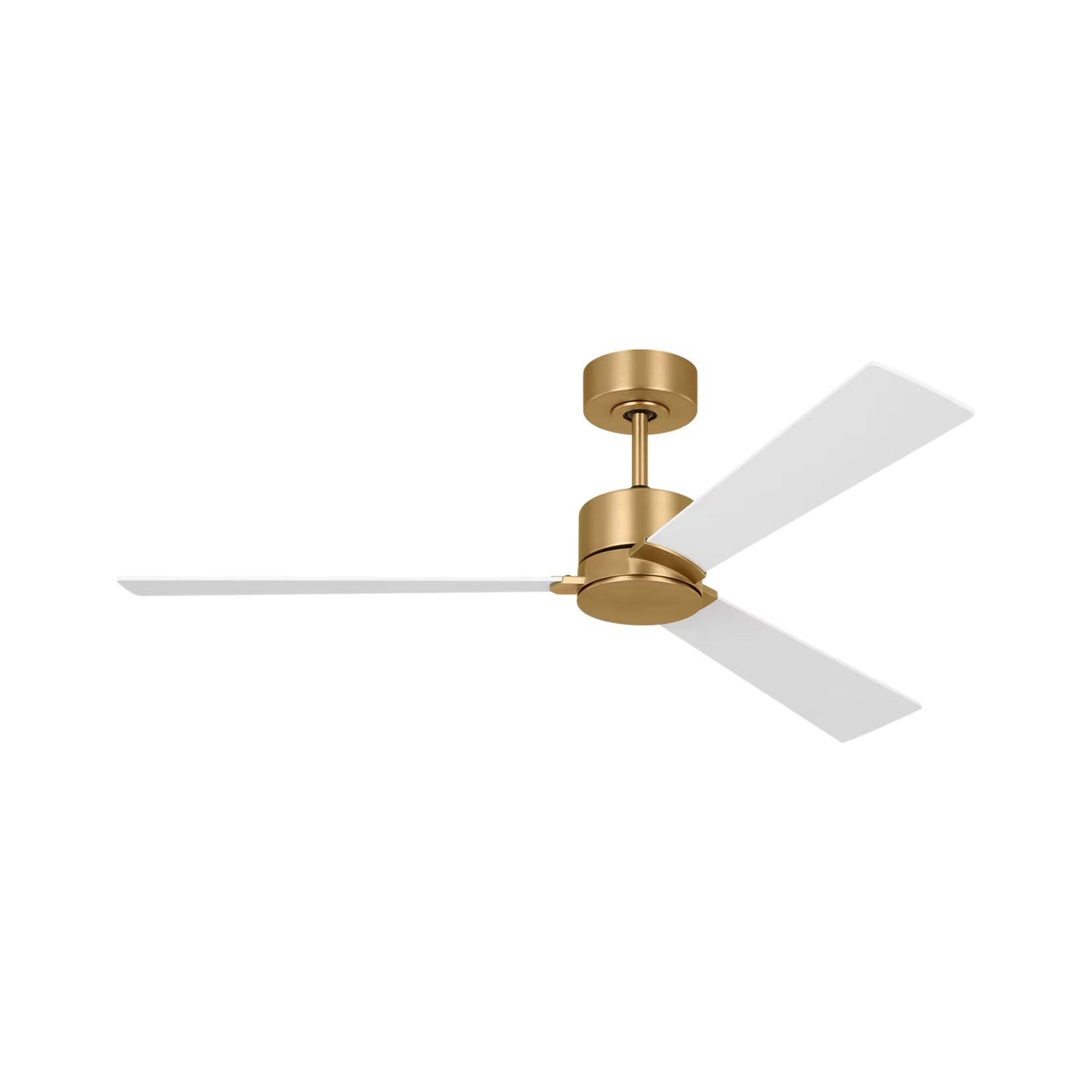 Rozzen Outdoor Ceiling Fan in Burnished Brass/Matte White (52-Inch).