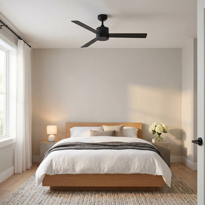 Rozzen Indoor / Outdoor Ceiling Fan in bedroom.