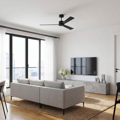 Rozzen Indoor / Outdoor Ceiling Fan in living room.