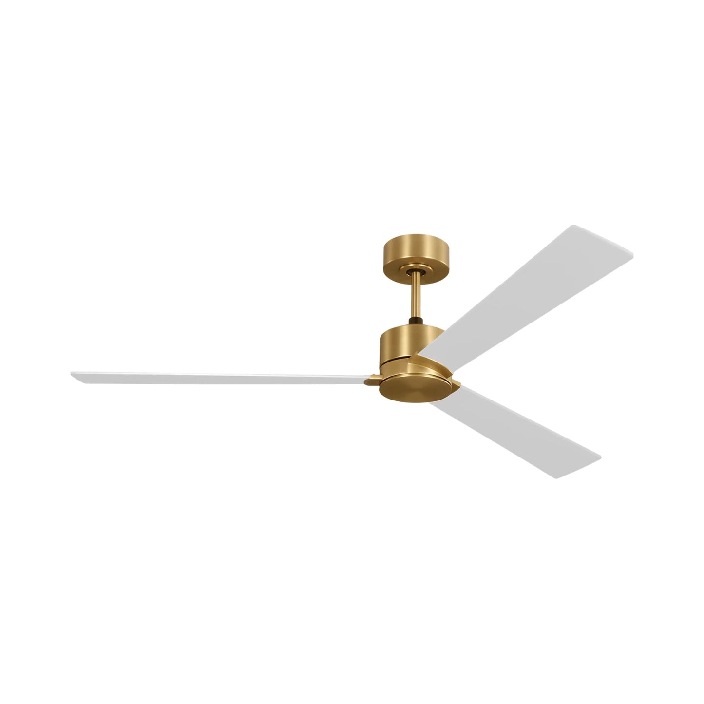 Rozzen Smart Ceiling Fan in Burnished Brass/Matte White.