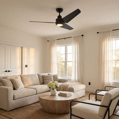 Ruhlmann Smart Indoor / Outdoor Ceiling Fan in living room.