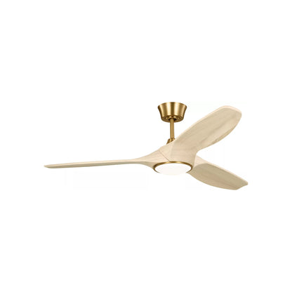 Selen Smart LED Ceiling Fan in Burnished Brass/Washed White Oak (52-Inch).
