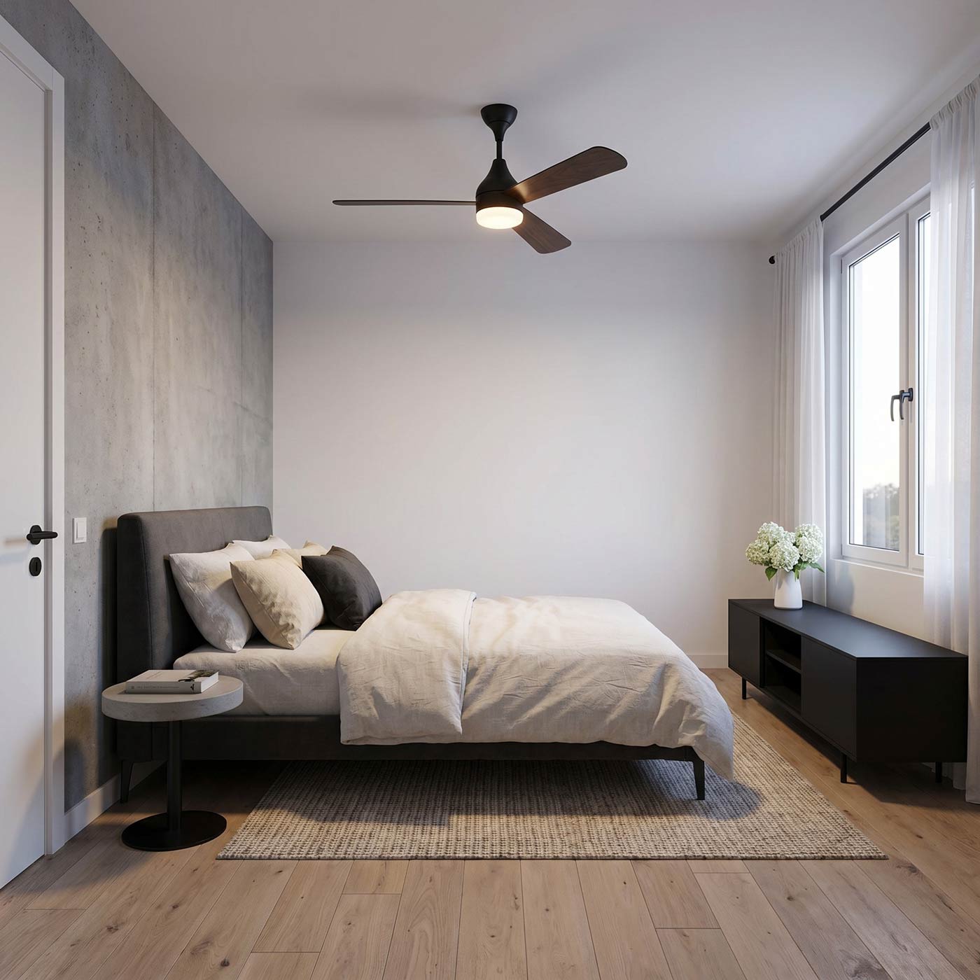 Streaming Indoor / Outdoor LED Ceiling Fan in bedroom.