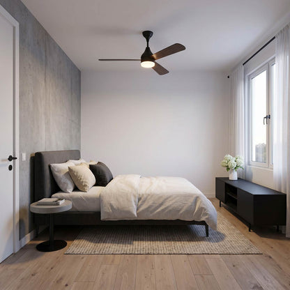 Streaming Indoor / Outdoor LED Ceiling Fan in bedroom.