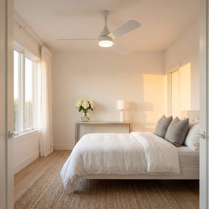Streaming Indoor / Outdoor LED Ceiling Fan in bedroom.