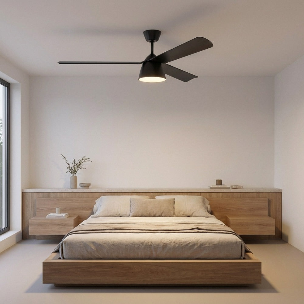 Studio Smart LED Ceiling Fan in bedroom.