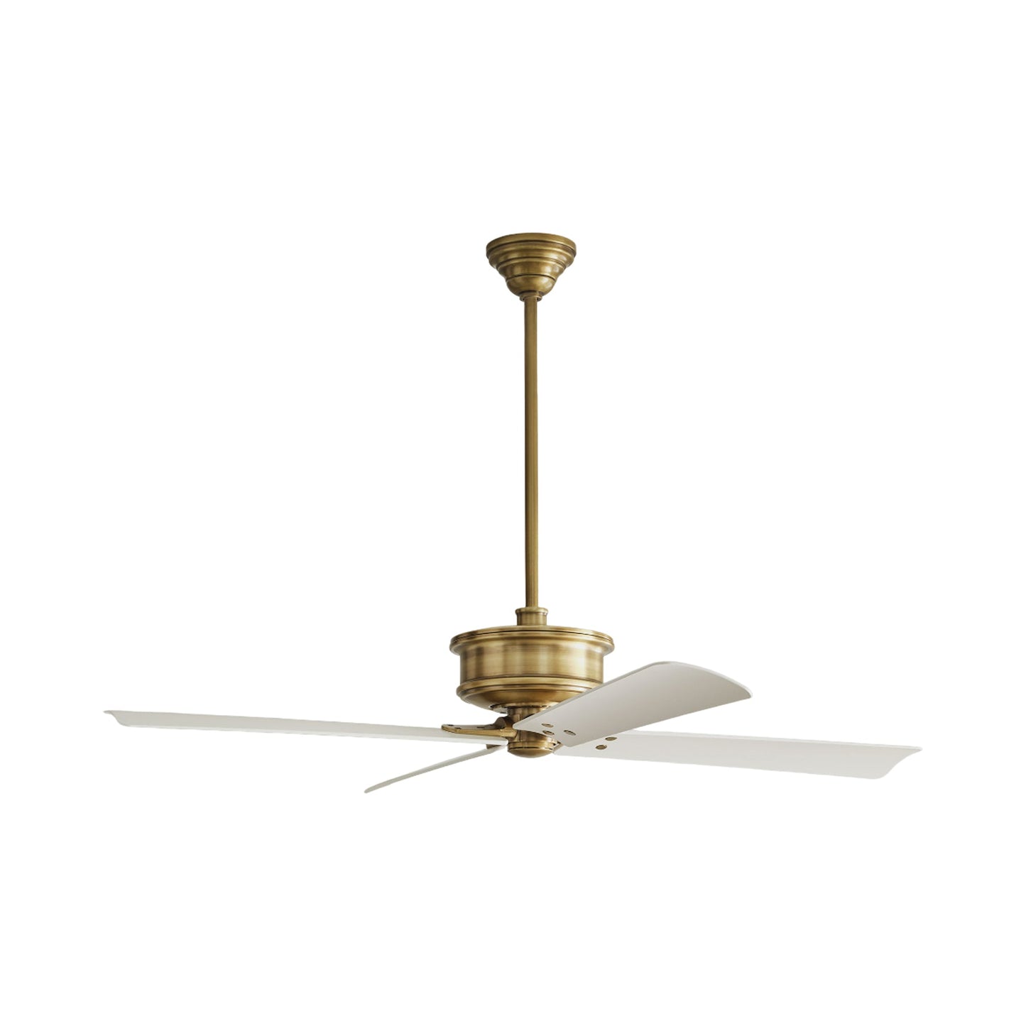 Subway Outdoor Ceiling Fan in Hand Rubbed Antique Brass/Matte White.