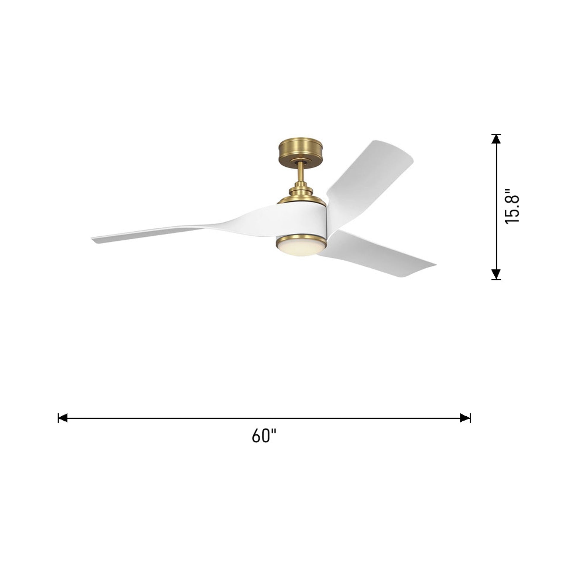 Touro Smart Outdoor LED Ceiling Fan - line drawing.
